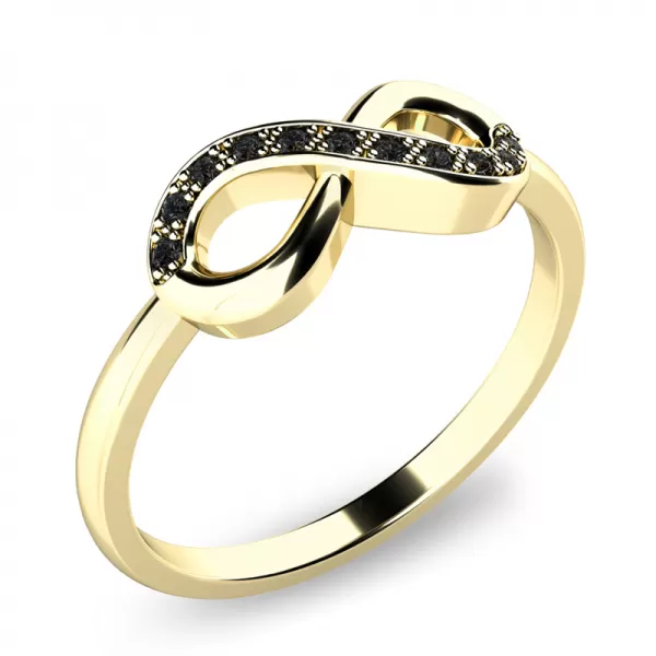 Prsten s černými brilianty zežlutého zlata - infinity 140007ZL-DIA-Black