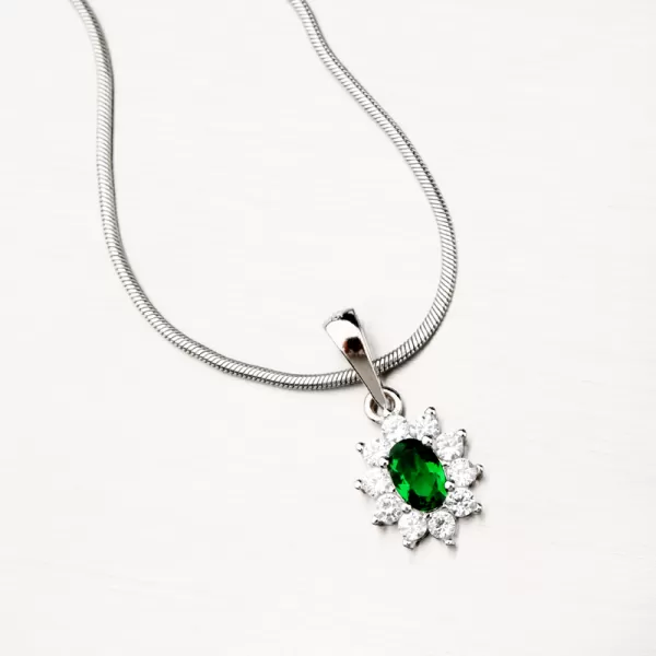 Stříbrný přívěsek se zeleným zirkonem PKL-3117