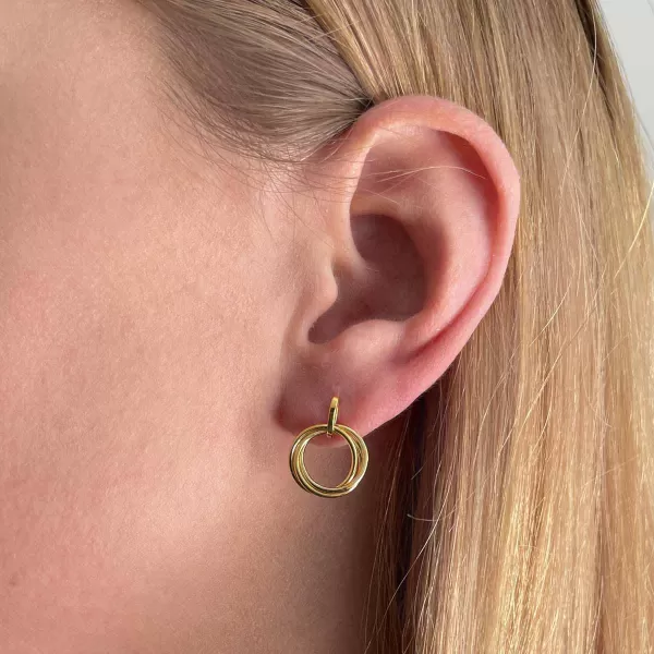 Pozlacené náušnice tři kroužky 61010 Au plating