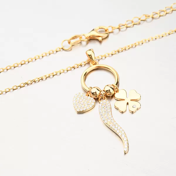 Dámský náhrdelník stříbro 925 zirkon zlacený s přívěsky N2100512-1905-SLX