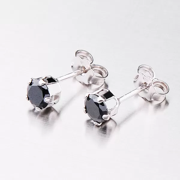 Dámské náušnice stříbro 925 zirkon s černým černé kameny E1400234-0851-SLX