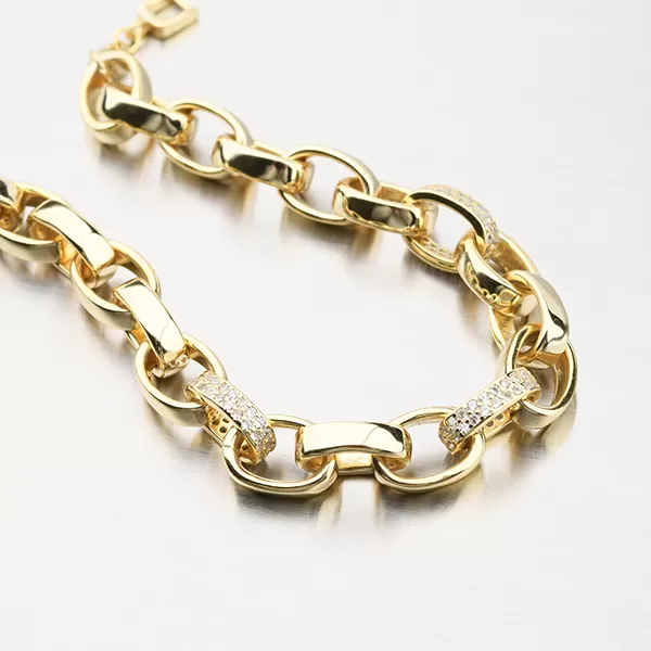 Pozlacený stříbrný náramek se zirkony B1901558-1905-SLX