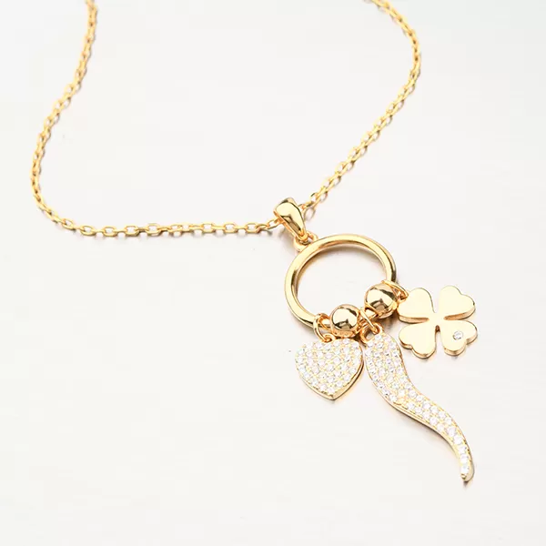 Dámský náhrdelník stříbro 925 zirkon zlacený s přívěsky N2100512-1905-SLX