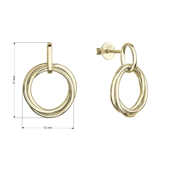 Pozlacené náušnice tři kroužky 61010 Au plating
