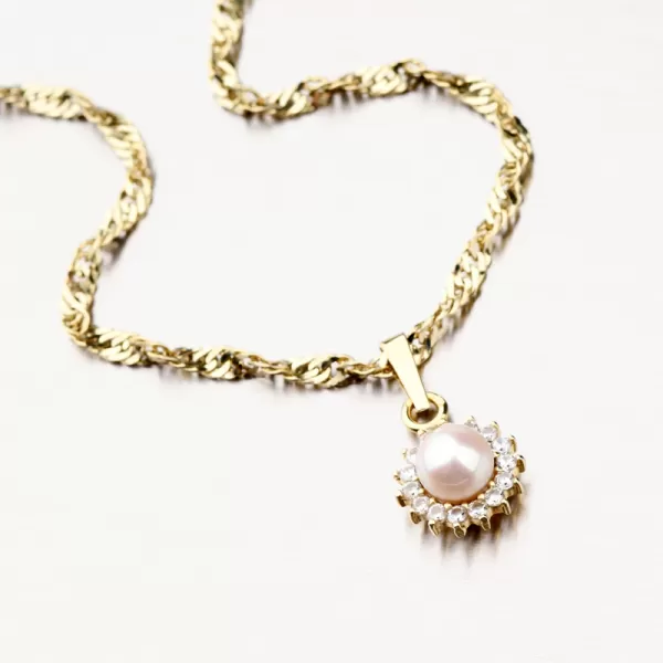 Zlatý přívěsek s perlou a se zirkony 352P-130104