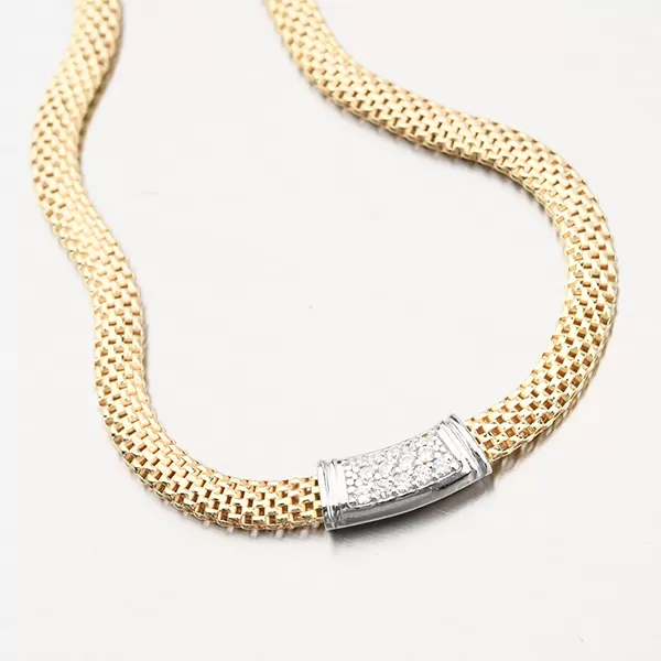 Zlacený stříbrný náhrdelník se zirkony N1902536-2196-SLX