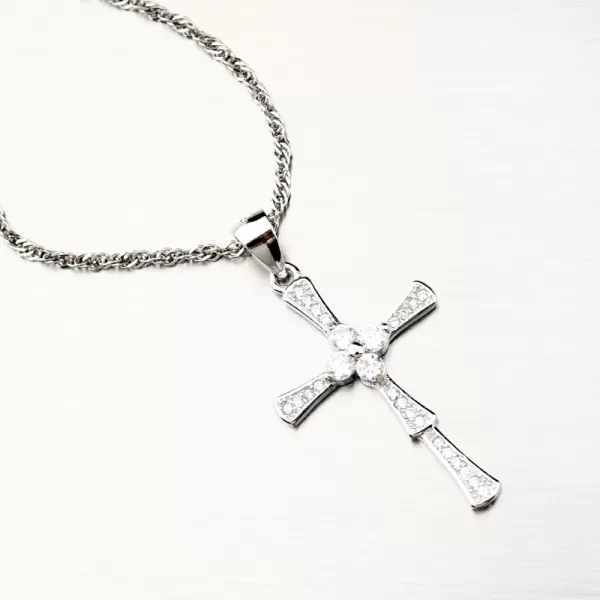 Stříbrný přívěsek kříž se zirkony PKL-3075