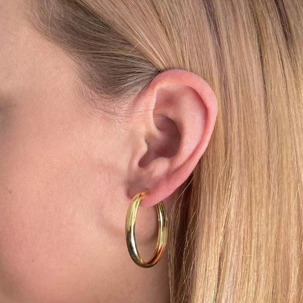 Pozlacené náušnice velké široké kruhy 61011 Au plating