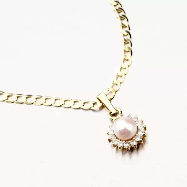 Zlatý přívěsek s perlou a se zirkony 352P-130104