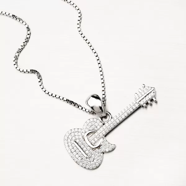 Stříbrný přívěsek elektrická kytara se zirkony PKL-3107