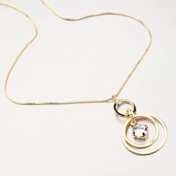 Dámský náhrdelník stříbro 925 zlacený s krystalem N1802617-2120-SLX