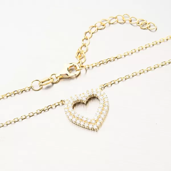 Zlacený stříbrný náhrdelník se srdcem N2100513-1905-SLX