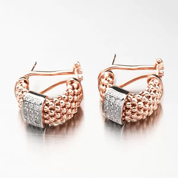 Náušnice stříbro 925 v barvě růžového zlata E1501642-2196-SLX