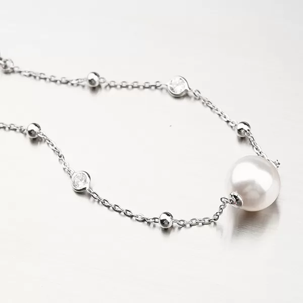 Stříbrný náramek s perlou a se zirkony B2202681-0398-SLX