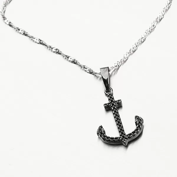 Stříbrný přívěsek kotva se zirkony P1803047-1905-SLX