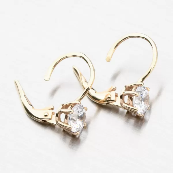 Dámské náušnice žluté zlato 585 zirkon korunky 663P-120683