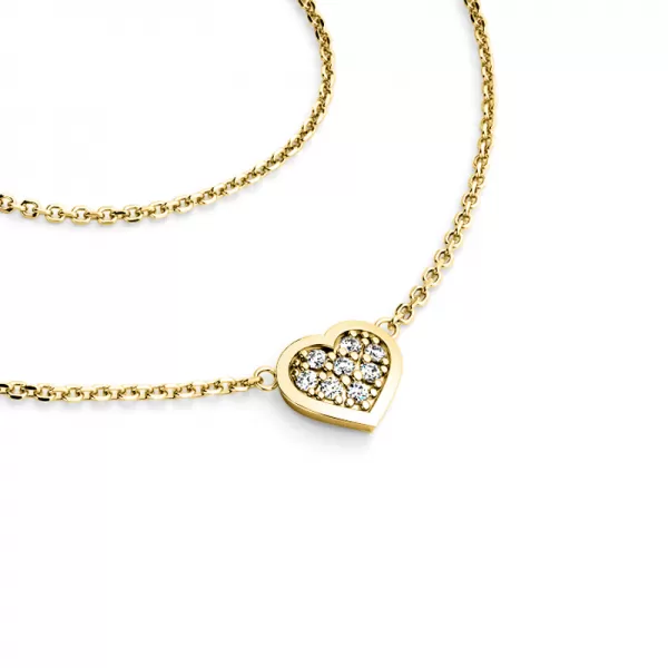 Náhrdelník ze žlutého zlata se srdíčkem s brilianty 10877-NH01-ZL