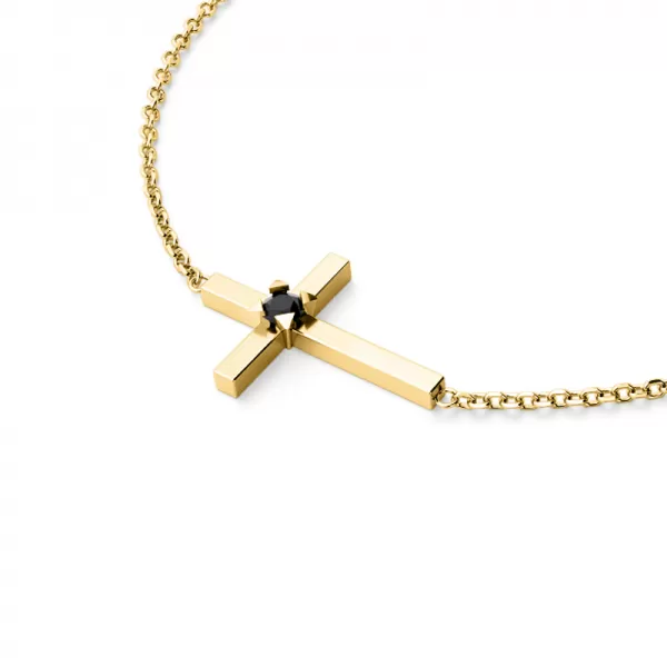 Náhrdelník s křížkem s černým diamantem 10872-NH01-ZL-Black