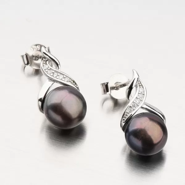 Stříbrné náušnice s perlou a se zirkony UPST-122616PB