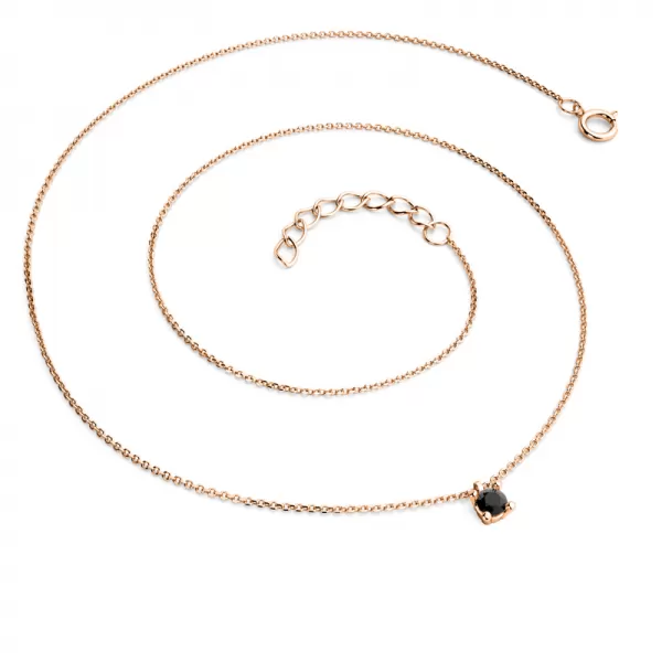 Dámský náhrdelník růžové zlato 585/1000 přírodní diamant 0.130 ct černý 10828-NH02-CV-Black
