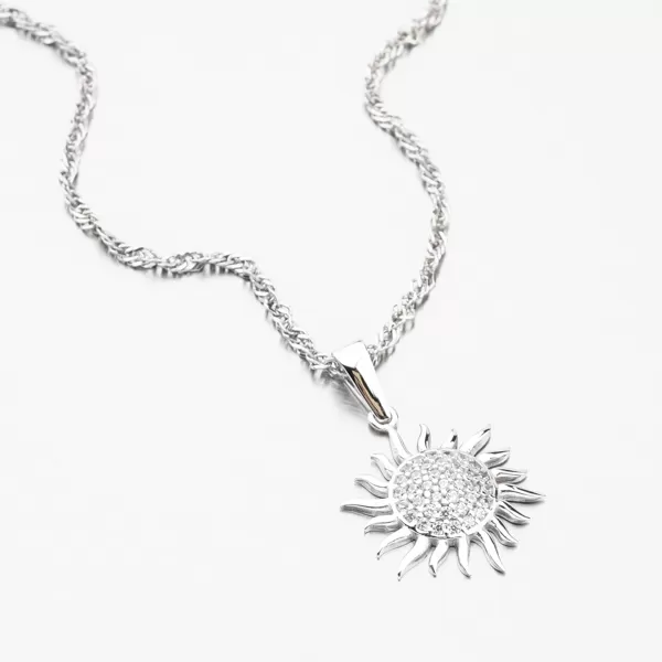 Dámský přívěsek bílé zlato 585 zirkon slunce 613G-001