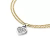Náramek žluté zlato s bílým srdíčkem a diamanty 10881-NR02-ZLB