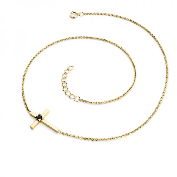 Náhrdelník s křížkem s černým diamantem 10872-NH01-ZL-Black