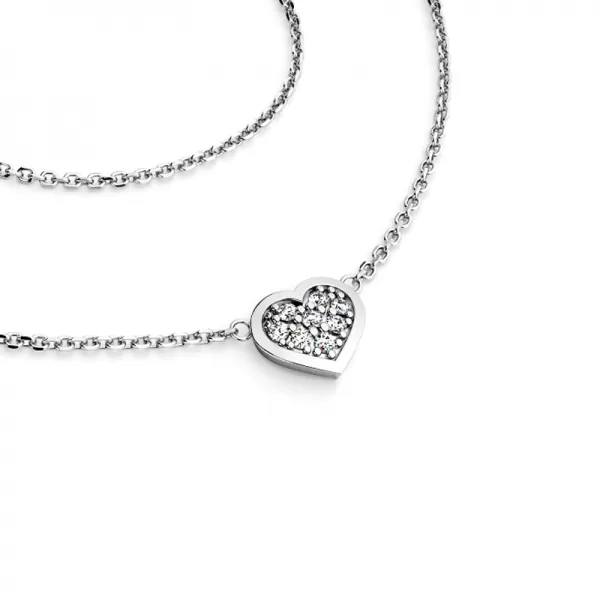 Náhrdelník z bílého zlata se srdíčkem s brilianty 10877-NH01-B