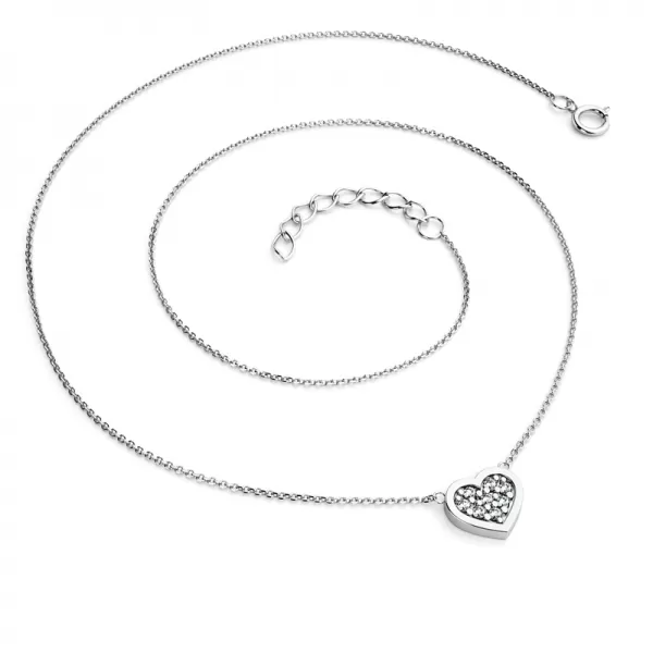 Náhrdelník z bílého zlata se srdíčkem s brilianty 10881-NH01-B