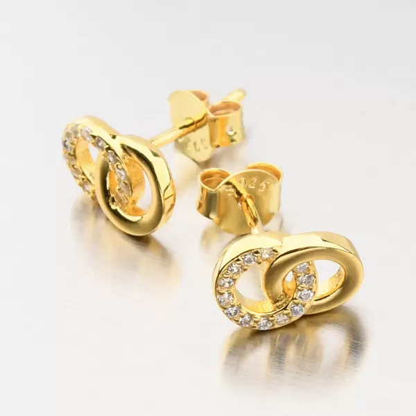 Stříbrné náušnice se zirkony v barvě zlata UPST-122831-G