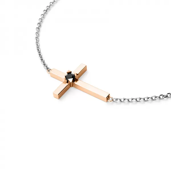 Náhrdelník s křížkem s černým diamantem 10872-NH01-BCV-Black
