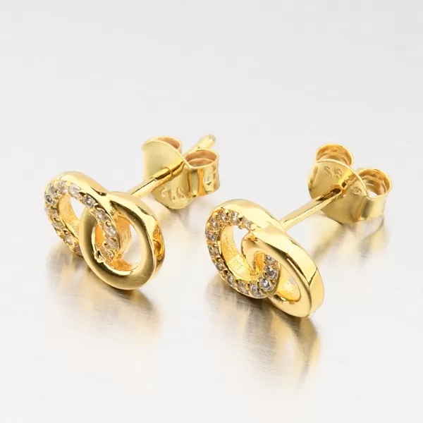 Stříbrné náušnice se zirkony v barvě zlata UPST-122831-G