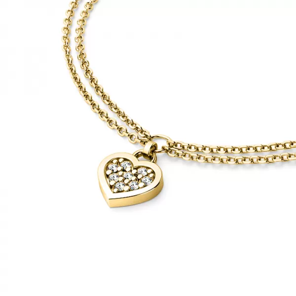 Náramek žluté zlato se srdíčkem a diamanty 10881-NR02-ZL