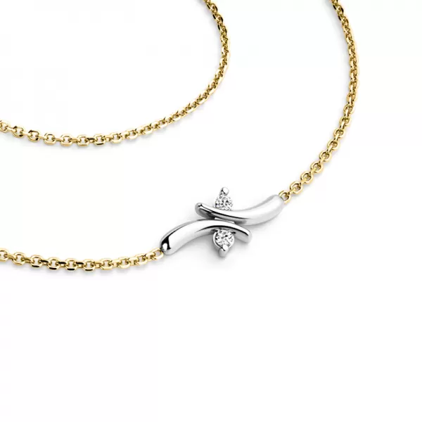 Dámský náhrdelník zlato mix 585/1000 přírodní diamant 0.030 ct G/SI brilianty 10851-NH01-ZLB