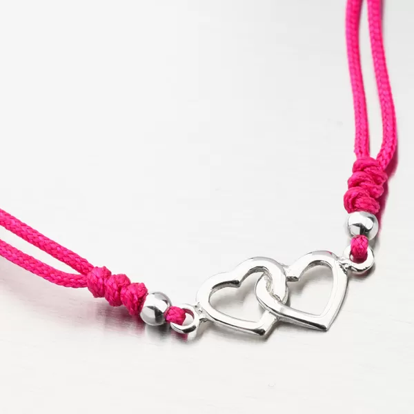 Stříbrný provázkový náramek srdce BST-14571-MG