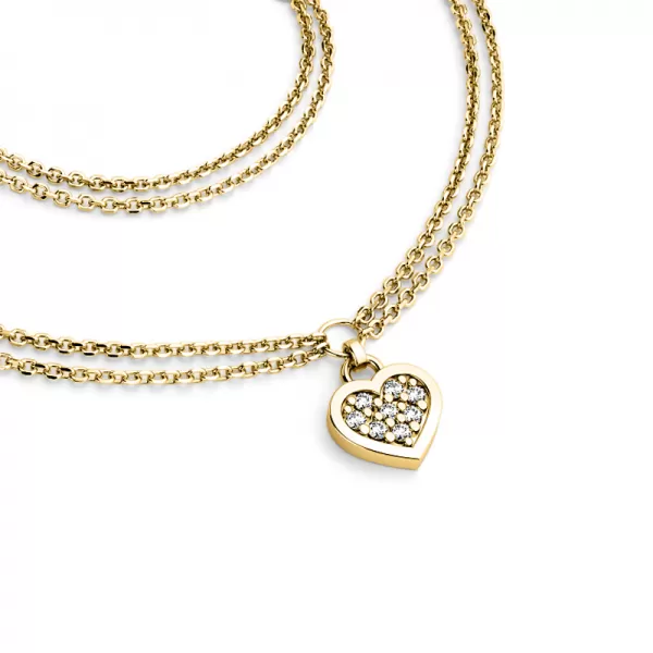 Náhrdelník ze žlutého zlata se srdíčkem a diamanty 10881-NH02-ZL
