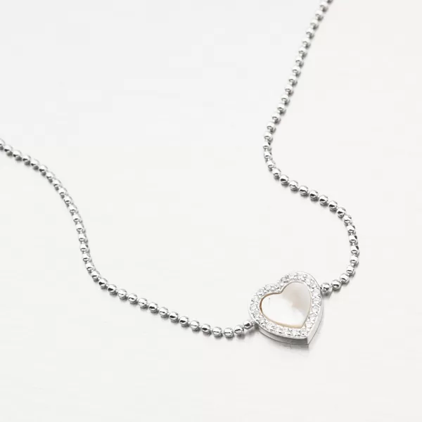 Dámský náramek stříbro 925 kuličkový se srdíčkem BST-14662