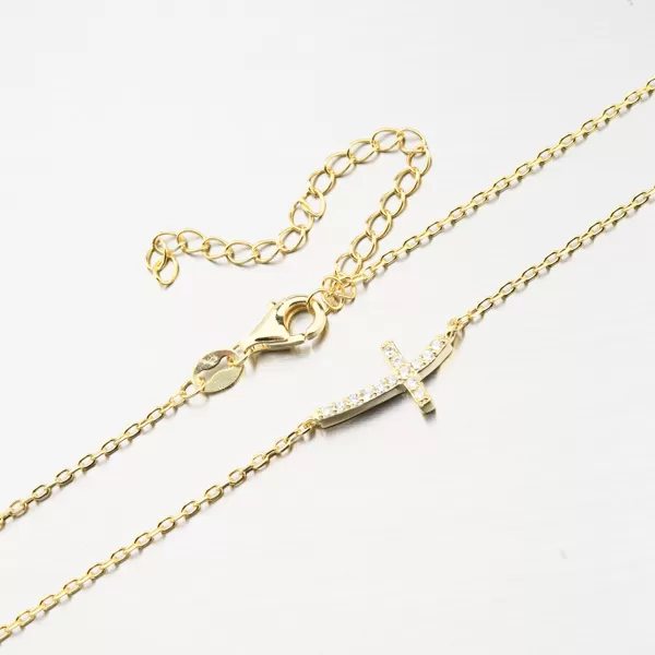 Dámský náhrdelník stříbro 925 zirkon zlacený s křížkem SST-15546/G