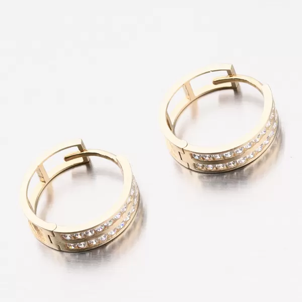 Dámské náušnice žluté zlato 585 zirkon kruhy se 15 mm PKL12-020
