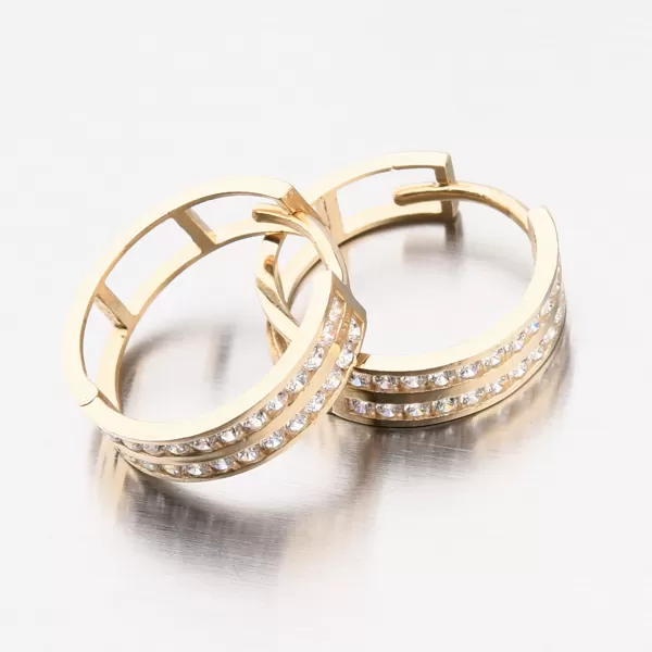 Dámské náušnice žluté zlato 585 zirkon kruhy se 15 mm PKL12-020