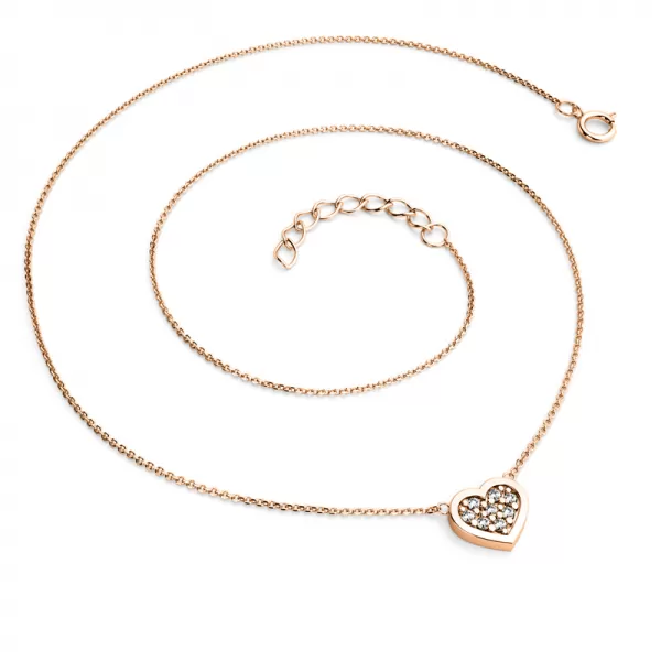 Náhrdelník z růžového zlata se srdíčkem s brilianty 10881-NH01-CV