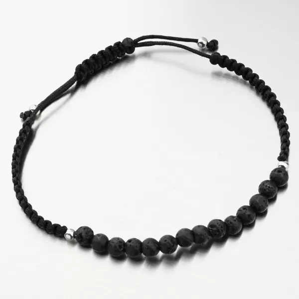 Stříbrný provázkový náramek Shamballa s kuličkami BST-14360
