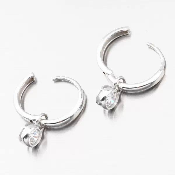 Dámské náušnice bílé zlato 585 zirkon kroužky 612G-012