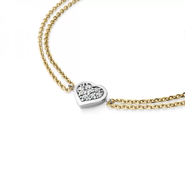 Náramek se srdíčkem a brilianty 10877-NR02-ZLB