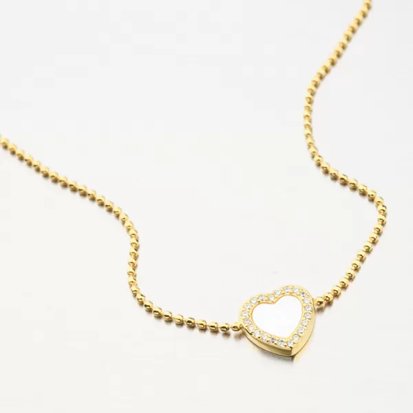 Dámský náramek stříbro 925 zirkon zlacený kuličkový se srdíčkem BST-14662/G