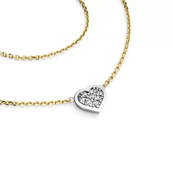 Náhrdelník se srdíčkem s brilianty 10877-NH01-ZLB