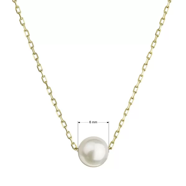 Zlatý 14 karátový náhrdelník žluté zlato s bílou říční perlou 92P00027