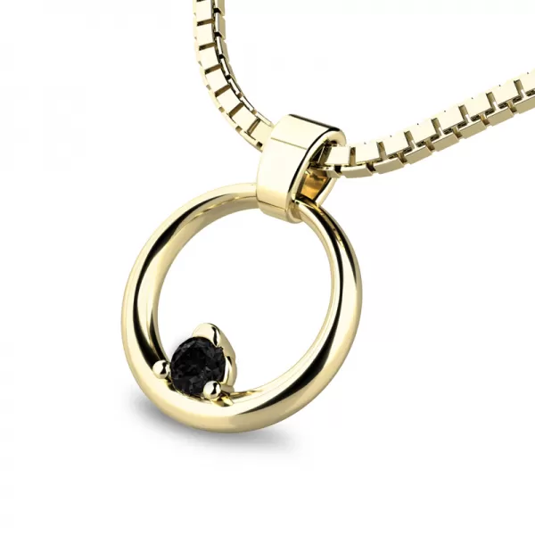 Přívěsek - kroužek s černým briliantem 140023-ZL-DIA-Black