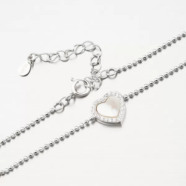 Dámský náramek stříbro 925 kuličkový se srdíčkem BST-14662