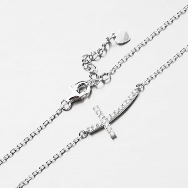 Dámský náhrdelník stříbro 925 křížem a se zirkony PKL-5010